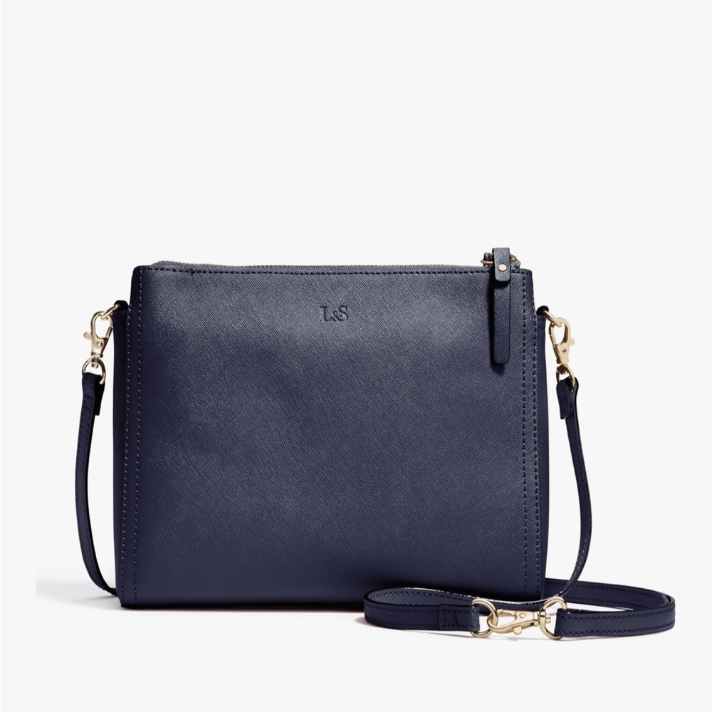Lo & Sons Blue/Navy Pearl Crossbody Bag with Gold Hardware